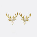 Cute Deer Stud Earrings For Women With Geometric Zircon Inlay Christmas Fashion Jewelry view 5