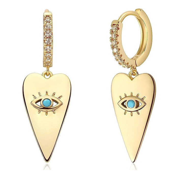 European Fashion Heart Eye Drop Earrings For Women With Micro Pave Zircon Mystery Design