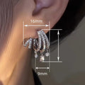 Sparkling Micro Paved Zircon Line Stud Earrings With Quadrilateral Geometric Pendant view 4