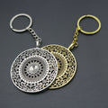 Metal Mandala Disc Keychain Boho Bag Charm Gift view 3