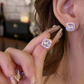 Light Luxury Zinc Alloy Square Pearl Stud Earrings With Rhinestone Halo For Commuter Style view 3