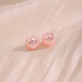 Elegant Pink Bun Pearl Stud Earrings Sweet Minimal Silver Pin Small Fresh Style Fashion Earrings view 4
