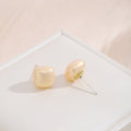 Elegant French Vintage Square Pearl Stud Earrings For Women Minimal Sweet Niche Design Silver Needle Earrings view 4