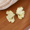 Vintage Luxury Gold Alloy Ginkgo Leaf Statement Earrings For Women Elegant Metal Leaf Earrings view 3