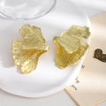 Vintage Luxury Gold Alloy Ginkgo Leaf Statement Earrings For Women Elegant Metal Leaf Earrings view 2