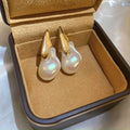18K Thick Gold Plated Silver Post Irregular French Baroque Faux Pearl Drop Earrings For Women view 1