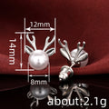Cute Faux Pearl Antler Stud Earrings For Women, Fashion Christmas Jewelry Accessory Gift view 4