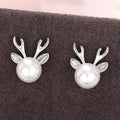 Cute Faux Pearl Antler Stud Earrings For Women, Fashion Christmas Jewelry Accessory Gift view 5