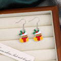 European American Enamel Christmas Tree Wreath Bell Gingerbread Man Cute Drop Oil Earrings view 4