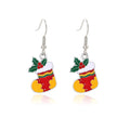 European American Enamel Christmas Tree Wreath Bell Gingerbread Man Cute Drop Oil Earrings view 5