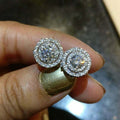 Elegant Micro Pave Zircon Stud Earrings For Women, Shiny Geometric European American Ear Jewelry view 2