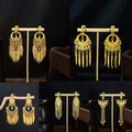 Long Waterdrop Leaf Tassel Bell Clip On Earrings Vintage Ethnic Style No Piercing Jewelry view 3