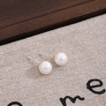 Elegant Vintage Round Pearl Studs For Women Korean Minimal Luxury Silver Pin Statement Earrings view 3
