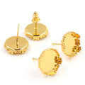 12mm Round Tray Ear Stud Posts For DIY Earrings, Jewelry Findings Without Ear Backs, 1.2g view 2