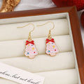 Cartoon Enamel Santa Claus Reindeer Gingerbread Man Christmas Holiday Drop Earrings view 4