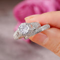 Geometric Simulated Diamond Ring For Women, Light Luxury Designer Couple Wedding Finger Ring view 3
