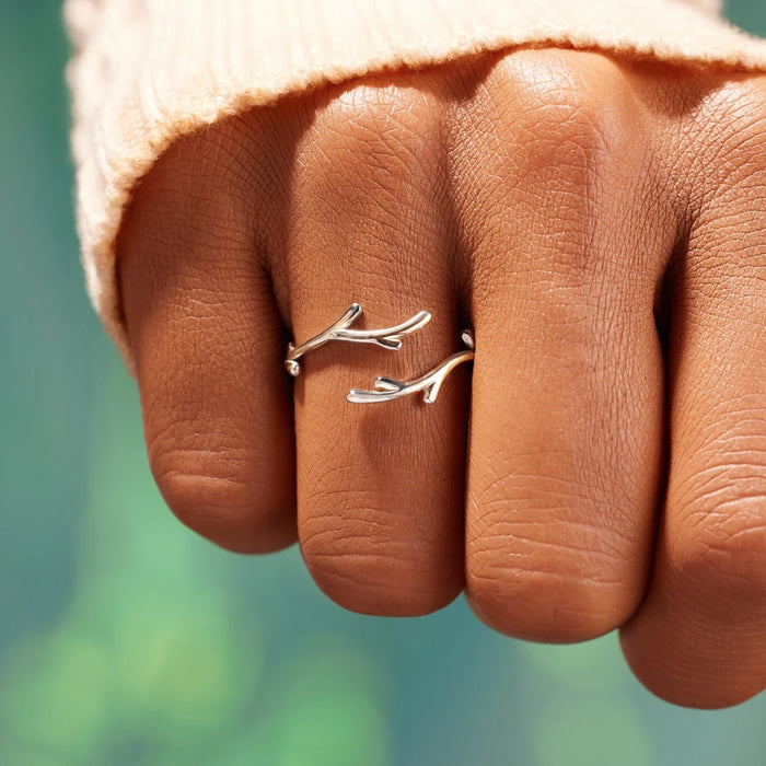 Simple Antler Ring For Women Christmas Holiday Theme Fashion Jewelry Festive Statement Finger Ring