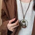 Bohemian Coffee Tone Zinc Alloy Floral Butterfly Tassel Sweater Necklace view 3