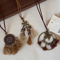 Bohemian Coffee Tone Zinc Alloy Floral Butterfly Tassel Sweater Necklace view 2