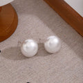 Elegant French Style Faux Pearl Studs, Minimalist Luxury Silver Needle Round Bead Women's Earrings view 2