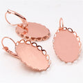 Oval Lace Tray French Ear Hook Bezel Bases Copper Plated Earring Components For DIY Jewelry Earrings view 2