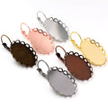 Oval Lace Tray French Ear Hook Bezel Bases Copper Plated Earring Components For DIY Jewelry Earrings view 5