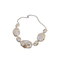 Statement Glossy Wrinkle Oval Iron Earrings And Collarbone Necklace Jewelry Set For Women view 5