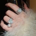 French Style Faux Pearl Zircon Flower Open Ring For Women Light Luxury Fashion Jewelry view 3