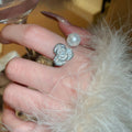 French Style Faux Pearl Zircon Flower Open Ring For Women Light Luxury Fashion Jewelry view 4