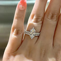 Women's Shiny Couple Ring With Geometric CZ, Marquise Wedding Banquet Jewelry Gift view 1