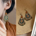 Vintage Alloy Water Drop Beaded Tassel Drop Earrings Ethnic Palace Style Light Luxury Jewelry view 1