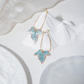 Bohemian Blue Maple Leaf Irregular Enamel Alloy Creative Sweet Fresh Long Drop Dangle Hook Earrings view 3