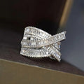 Women's Geometric Ring With Multi Layer Crossed Lines And Zircon Inlay, Engagement Gift Jewelry view 1