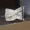 Women's Geometric Ring With Multi Layer Crossed Lines And Zircon Inlay, Engagement Gift Jewelry view 4