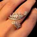 Fashion Simulated Diamond Vine Leaf Open Adjustable Ring For Women Elegant Jewelry view 2