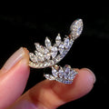 Fashion Simulated Diamond Vine Leaf Open Adjustable Ring For Women Elegant Jewelry view 5