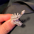 Fashion Simulated Diamond Vine Leaf Open Adjustable Ring For Women Elegant Jewelry view 3