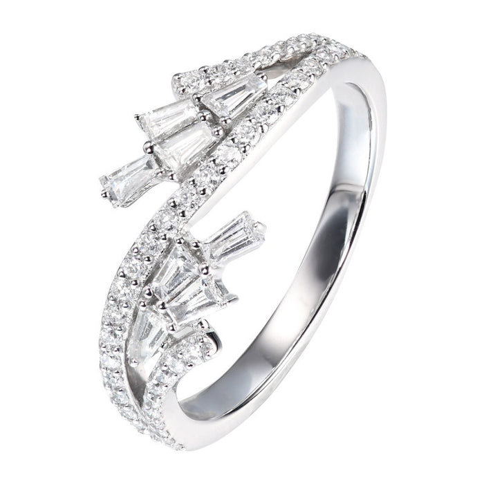 Geometric Sparkling Multi Layer Cross Ring For Women, Micro Paved Zircon Fashion Engagement Gift Ring