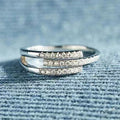Fashion Geometric Line Adjustable Ring For Women With Micro Inlaid Zircon Trendy Shiny Accessory view 2
