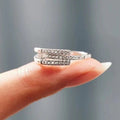 Fashion Geometric Line Adjustable Ring For Women With Micro Inlaid Zircon Trendy Shiny Accessory view 3