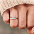 Fashion Geometric Line Adjustable Ring For Women With Micro Inlaid Zircon Trendy Shiny Accessory view 1