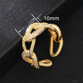 Knot Rope Buckle Geometric Couple Ring With Inlaid Zircon, Trendy Meaningful Gift Jewelry view 4