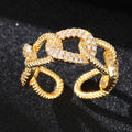 Knot Rope Buckle Geometric Couple Ring With Inlaid Zircon, Trendy Meaningful Gift Jewelry view 2