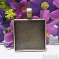Square Cabochon Bezel Pendant Setting In Multiple Metal Finishes view 2