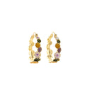 Elegant Korean Style Colorful Enamel Flower Gold Alloy Hoop Huggie Women's Fashion Earrings view 5