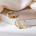 Elegant Korean Style Colorful Enamel Flower Gold Alloy Hoop Huggie Women's Fashion Earrings view 2