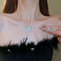 Copper Full Rhinestone Flower Drop Earrings With Silver Pins, Elegant Commuter Style view 2