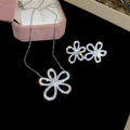 Copper Full Rhinestone Flower Drop Earrings With Silver Pins, Elegant Commuter Style view 3