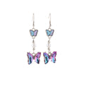 Elegant Sweet Cool Gradient Enamel Butterfly Pearl Rhinestone Crystal Alloy Dangle Hook Earrings view 5