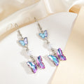 Elegant Sweet Cool Gradient Enamel Butterfly Pearl Rhinestone Crystal Alloy Dangle Hook Earrings view 2